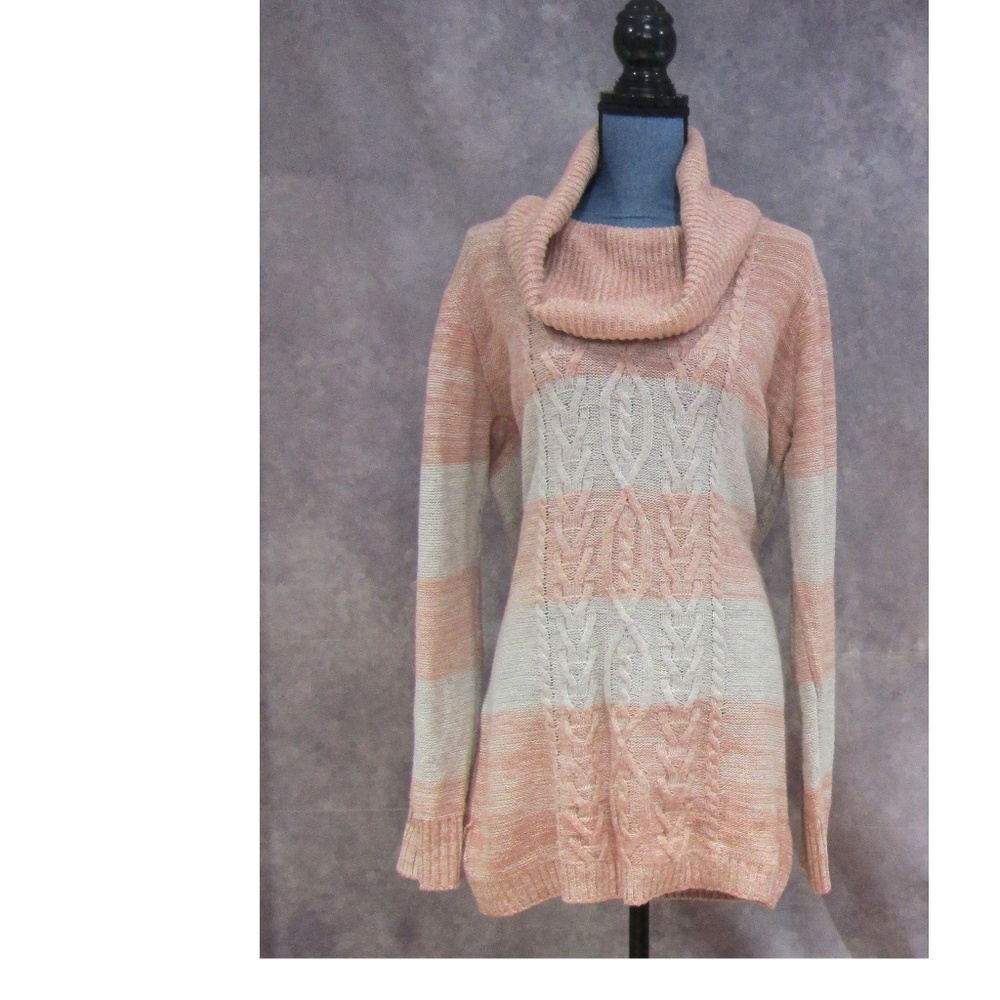 NEW Canyon River Blues Peach & Gray Cable Sweater